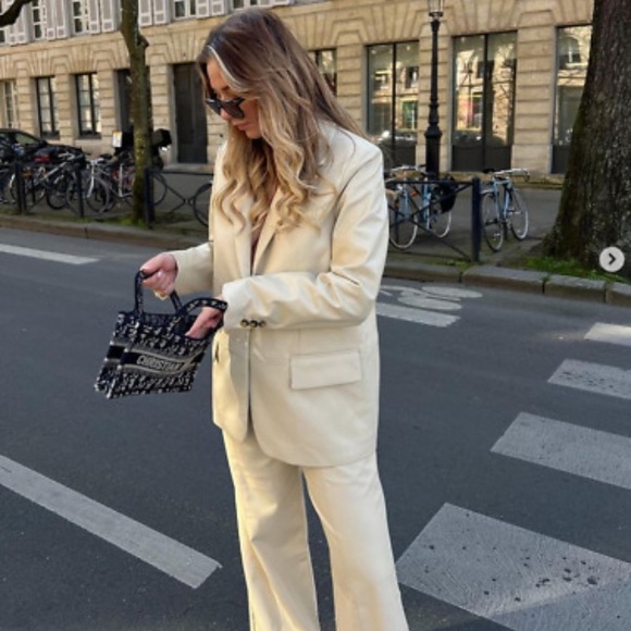 ZARA 2pcs Faux Leather Blazer + Pants Coord Set - Picture 1 of 5